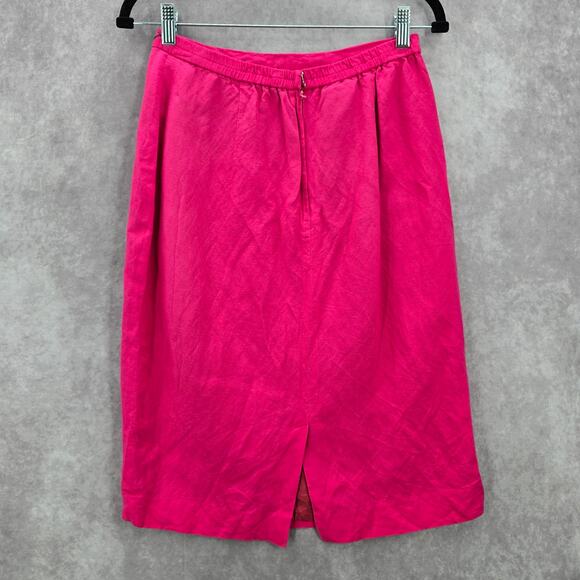 Donna Morgan Pink Pencil Knee Length Linen Boho Vintage Whimsy Skirt M Medium 10 - Picture 2 of 7